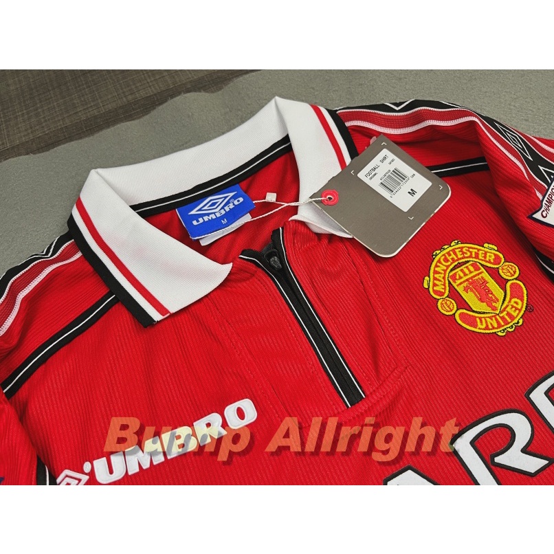 retro-เสื้อaฟุตบอลย้อนยุค-vintage-ทีมแมน-ยู-เหย้า-man-utd-home-1998-7-beckham-และอาร์มพรีเมียร์-เสื้อเปล่า