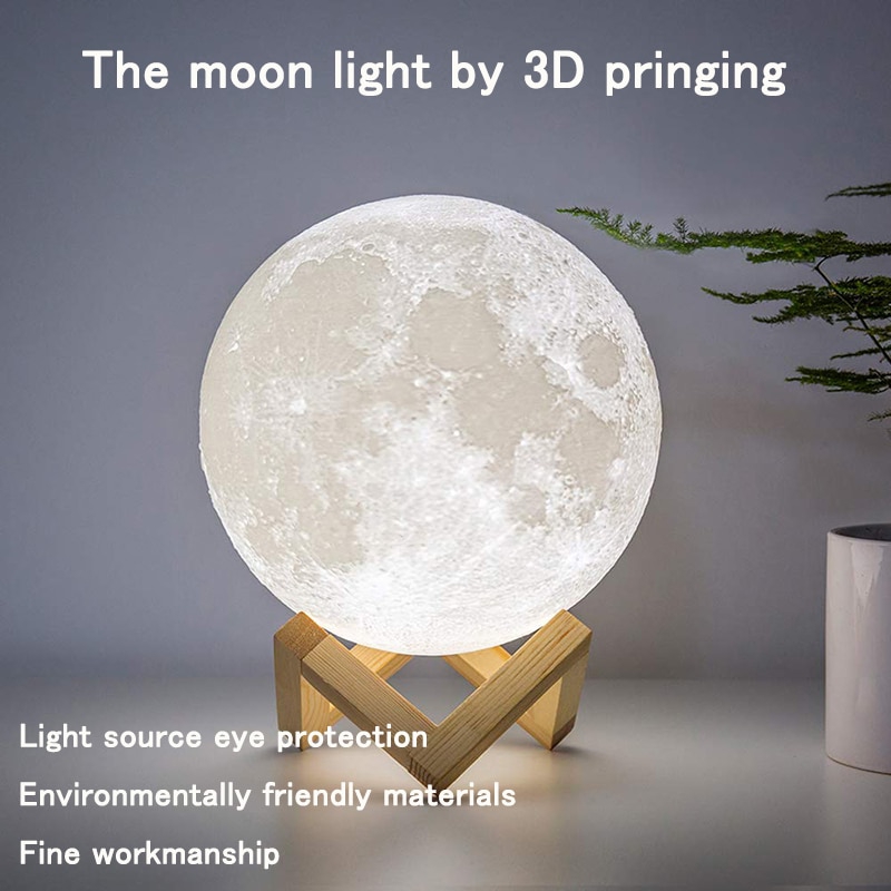 ภาพสินค้าไฟกลางคืน LED 3D พิมพ์ดวงจันทร์โคมไฟสีแบบชาร์จเปลี่ยนคืนโคมไฟสำหรับบ้าน จากร้าน lweinking.th บน Shopee ภาพที่ 1