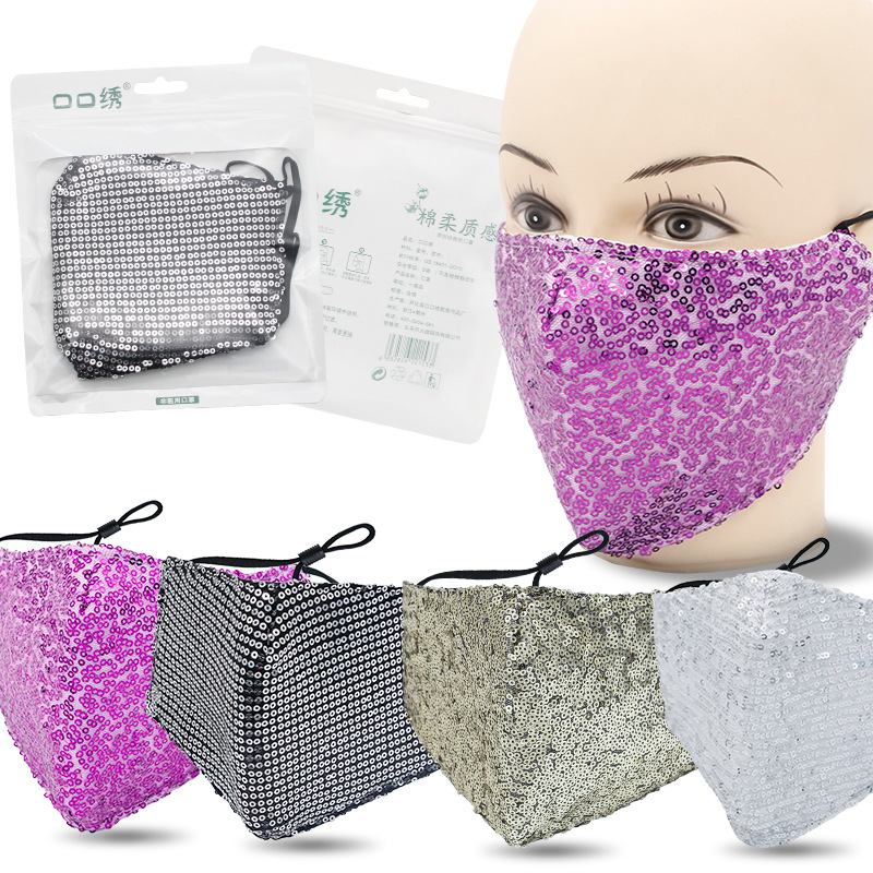 Sequins Glitter Face Mask Women's Girls Fashion Mask Sequin Mask | Shopee  Thailand