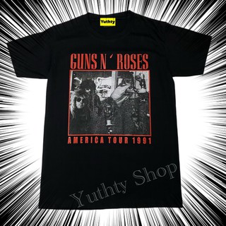 เสื้อวง Guns n Roses เสื้อยืดแฟชั่นวินเทจ90 ไม่มีตะเข็บข้าง ใส่ได้ทั้งชายและหญิง