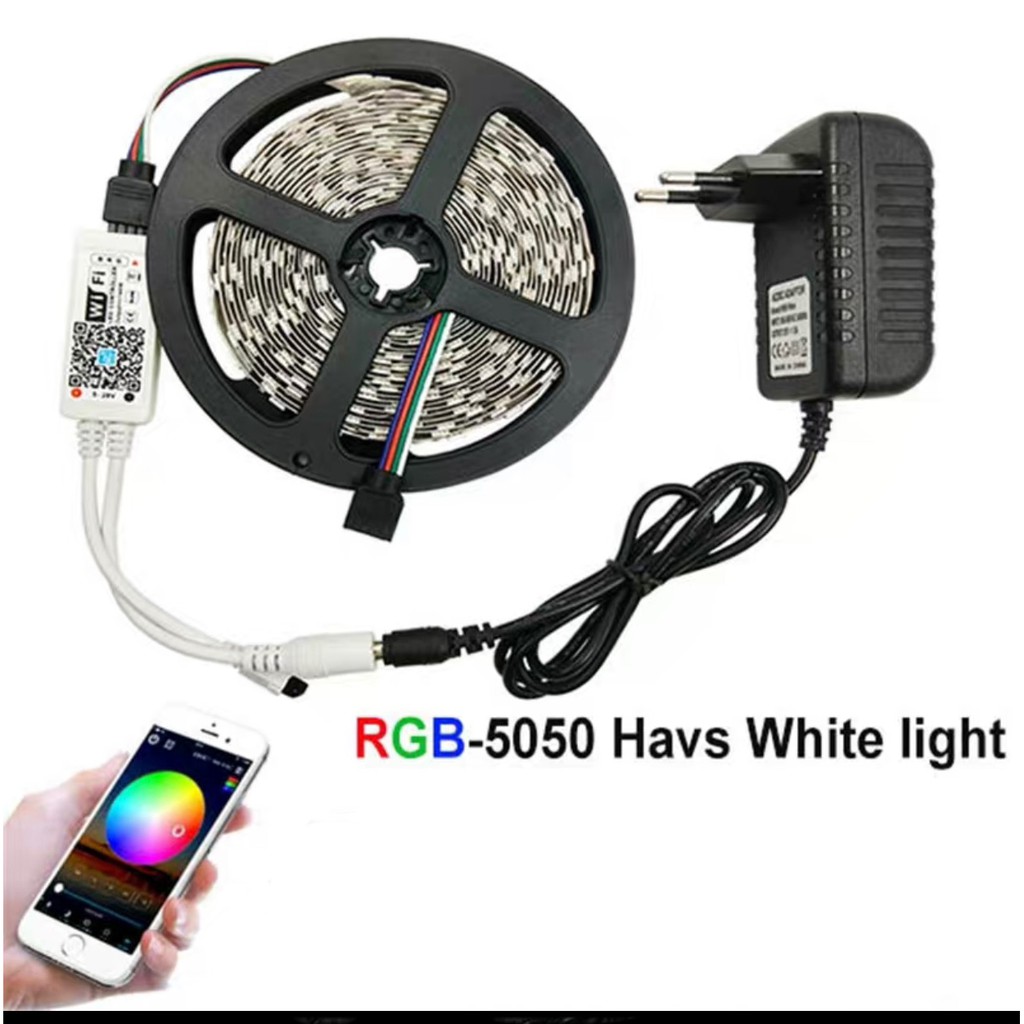 ไฟเส้นLED RGB 5050 เปลี่ยนสี คอนโทรลผ่านมือถือพร้อมชุดหม้อแปลง ใช้งาน ...