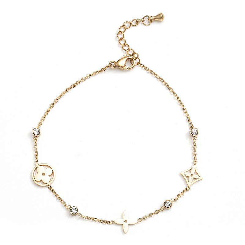 เครื่องประดับ-สร้อยข้อมือ-สเตนเลส-18k-จี้ใบโคลเวอร์สี่แฉก-สีโรสโกลด์-แฟชั่นสําหรับผู้หญิง