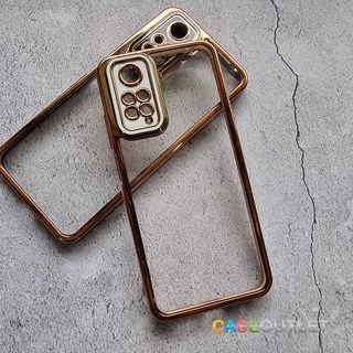 เคส Xiaomi Mi Note11s | Note11 4g Tpu ใส ขอบสี กันกล้อง คลุมเลนส์ กันตก ขอบเงา ขอบทอง โครเมียม