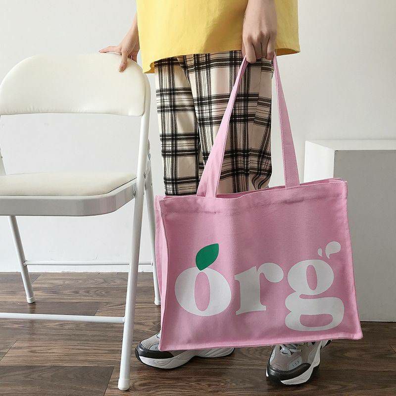 กระเป๋าผ้าสีชมพู-org-tote-bag