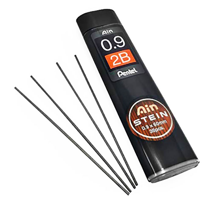 Pentel C279-HBO - Mine sottili Ain Stein, spessore tratto 0.9 mm, durezza HB, scatoline da 36 mine ciascuna, 12 Pezzi