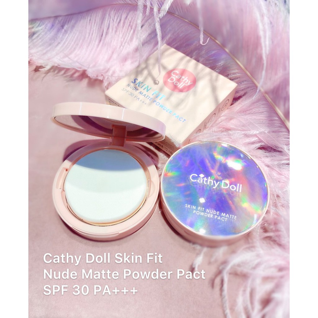 ภาพสินค้าCathy Doll Skin Fit Nude Matte Powder Pact SPF30/PA+++ 12g. แป้งผสมรองพื้นเนียนละเอียด ปกปิดแต่บางเบา จากร้าน rainbowbeauty999 บน Shopee ภาพที่ 2