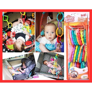 สินค้า BabyBua Bright Stars Lots of Links ห่วงคล้องแสนสนุก 24 ชิ้น พร้อมส่งจากไทย ห่วงคล้องของเล่น คล้องรถเข็น คาร์ซีท