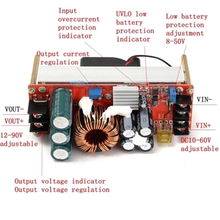 Agoal Boost โมดูลแปลงไฟ Dc10-60 V 30A 1500 W To 12-90 V Boost