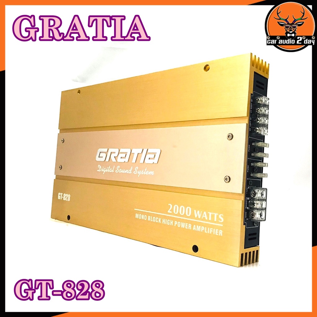 เพาเวอร์แอมป์ติดรถยนต์-gratia-รุ่น-gt-828-class-ab-2ch-สีทองกำลังขับ750watt-ขับเบส-เครื่องเสียงรถยนต์-ขายดี-ampติดรถยนต์