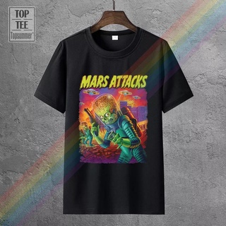 เสื้อยืด พิมพ์ลาย Mars Attacks! Ufo Attack สีดํา สไตล์คลาสสิก พลัสไซซ์ สําหรับผู้ชาย