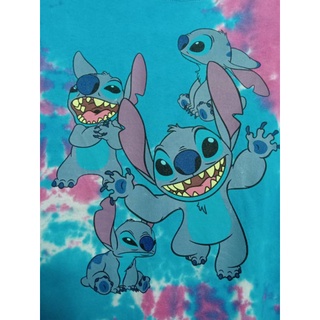 เสื้อยืดมือสอง เสื้อยืด ลายการ์ตูน มัดย้อม DISNEY - STITCH L อก 42