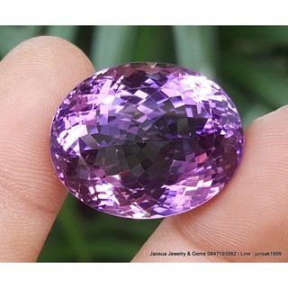 พลอย อเมทิส { Amethyst } 47.55 ct. พลอยดิบธรรมชาติ (ผ่อน0% 10เดือน) -ขนาด 19.1 x 24.0 x 15.8 mm. พลอยแท้100%