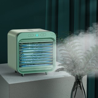 รูปภาพขนาดย่อของพัดลม ไร้สาย พัดลมไอเย็น air cooler พัดลมตั้งโต๊ะ พัดลมพกพาชาร์จแบตได้ มีแบตเตอรี่ในตัวลองเช็คราคา