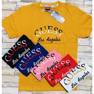 เสื้อยืดสีขาวGuess เสื้อยืดลําลอง แขนสั้น คอกลม พิมพ์ลาย ทรงหลวม แฟชั่นสําหรับผู้ชาย และผู้หญิง