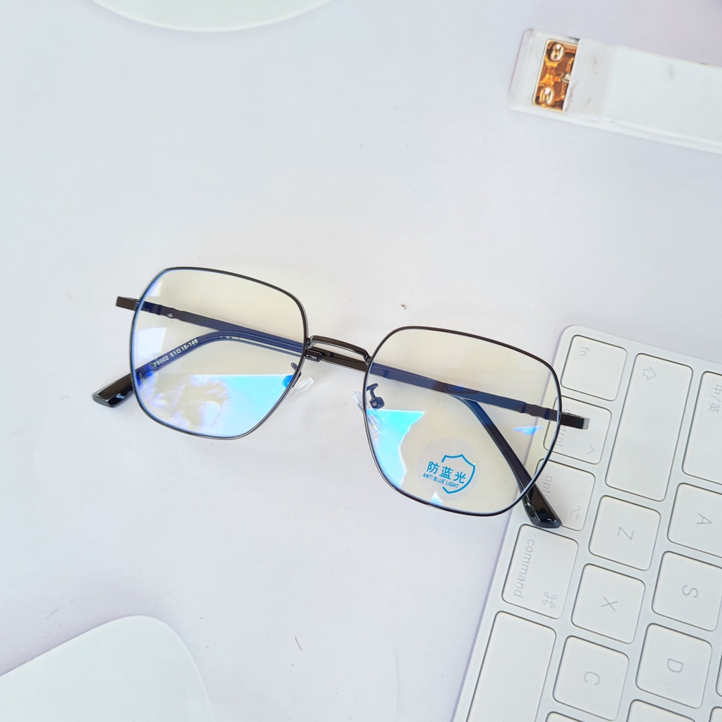 แว่นกรองแสงขาสปริง-ทรงหกเหลี่ยม-เลนส์บลู-กรอบโลหะ-ป้องกันรังสีสีฟ้า-แว่นตาป้องกันคอมพิวเตอร์-75002