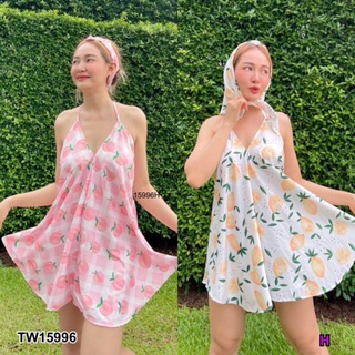 สอบถามสต้อกก่อนโอนค่า TW15996 เสื้อผูกหลัง ผ้าโพก ใส่ไปทะเล  สีเหลือง ชมพู