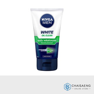 Nivea Men White Oil Clear Scrub นีเวีย เมน ไวท์ ออยล์ เคลียร์ สครับ โฟมล้างหน้าผสมเม็ดบีดส์ สำหรับผิวมันมาก 100 กรัม