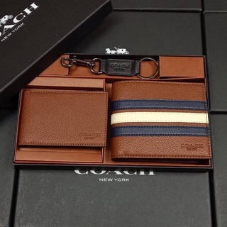 COACH COMPACT ID WALLET IN SIGNATURE WITH KEY FOB LIMITED BOXX