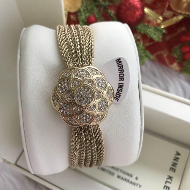 แท้-พร้อมส่ง-anne-klein-womens-swarovski-crystal-accented-gold-tone-ak-1046chcv-หน้าปัด-20-มม