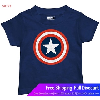 เสื้อคู่ SKTT1 Marvelเสื้อยืดลำลอง Marvel Boys Captain America T-Shirt Marvel Short sleeve T-shirts