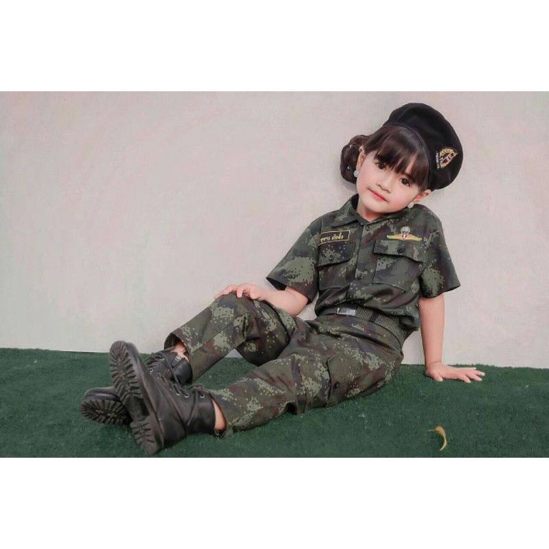 ชุดทหารบกแขนสั้นพร้อมหมวก-ชุดทหาร-ทหารบก-ชุดอาชีพเด็ก-อาชีพในฝัน