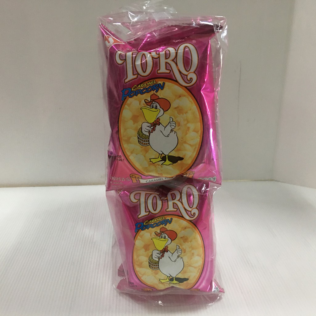 toro-โตโร่-ขนม-ข้าวโพดป๊อปคอร์นคลุกน้ำตาลและเนย-25-กรัม-x-12-ซอง