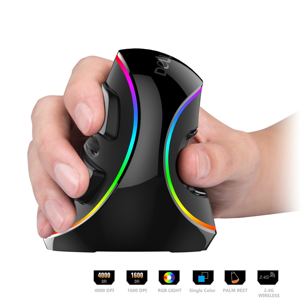 Ergonomic Upright Mouse Delux เมาส์แนวตั้ง M618 PLUS Phantom สี RGB ...