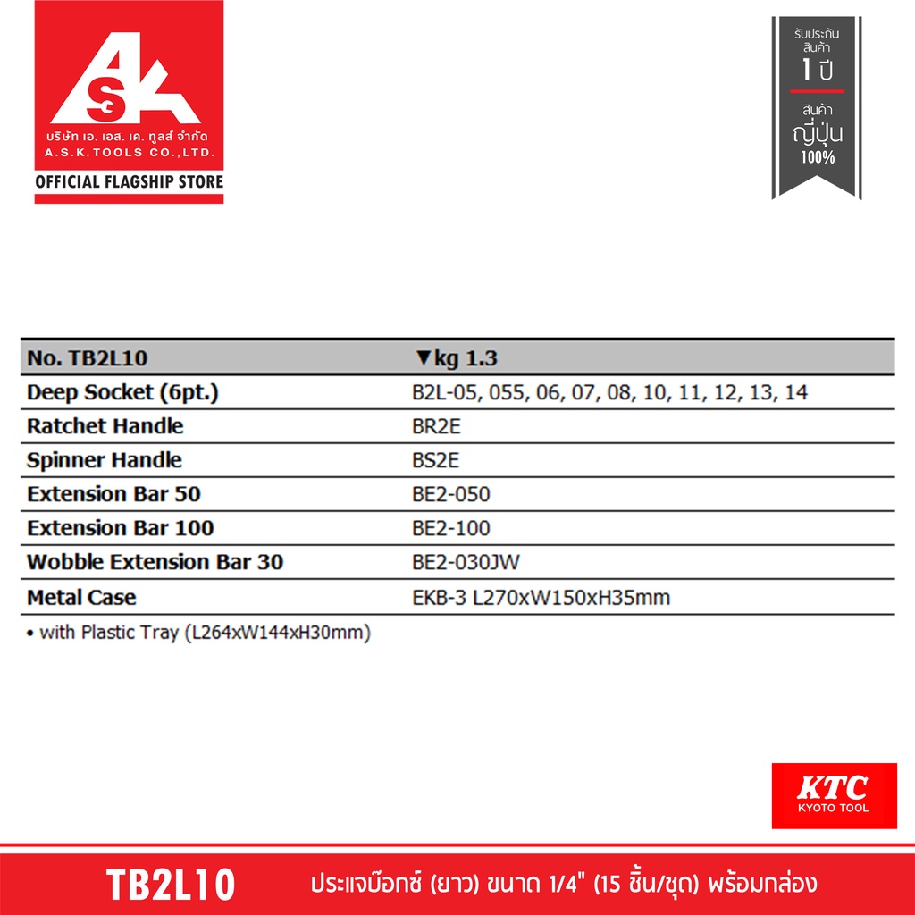 ktc-ประแจบ๊อกซ์-ยาว-1-4-15-ชิ้น-ชุด-พรอ้มกล่อง-รหัส-tb2l10