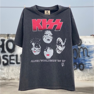 เสื้อยืดลําลอง แขนสั้น คอกลม พิมพ์ลาย High Street Kiss Band 9697 Tour Limited Heavyweight Distressed สําหรับผู้ชาย