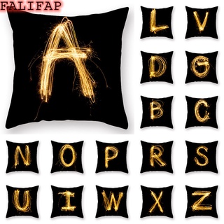 Falifap ปลอกหมอนพิมพ์ลายตัวอักษรสีดําสีทองสไตล์นอร์ดิก 45x45 เซนติเมตรสําหรับตกแต่งบ้าน