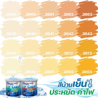 Beger คูลออลพลัส สีส้มอมเหลือง ฟิล์มด้าน ภายนอก+ภายใน ขนาด 9L สีทาบ้าน สีบ้านเย็น เกรด 10 ปี สีบ้านเย็น