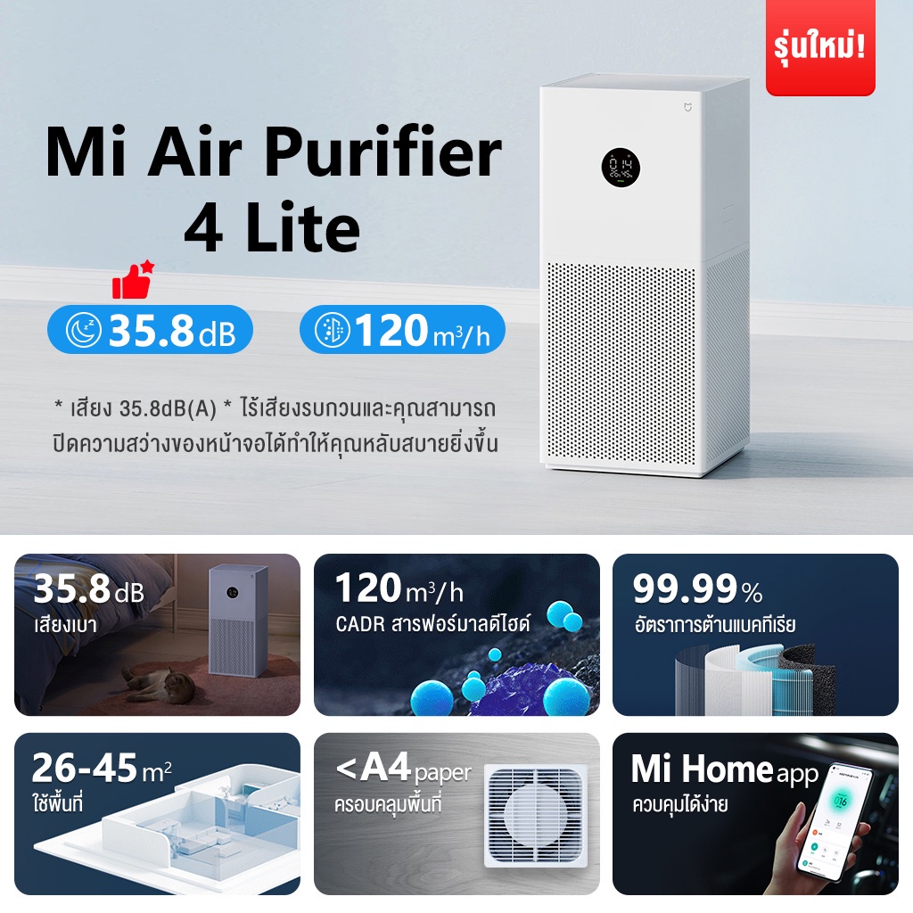 ภาพหน้าปกสินค้าXiaomi Mijia Mi 4 Lite Air Purifier เครื่องฟอกอากาศ กรองอากาศ เสียวหมี่ กรองฝุ่น PM2.5 เครื่องฟอกอาศ จากร้าน homelab บน Shopee