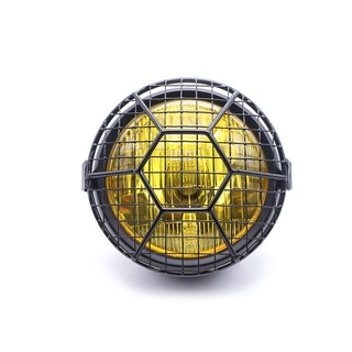 Retro Motorcycle Side Mount Headlight with Head Light Lamp Mesh Grille Cover Mask Cruiser Chopper Cafe Racer Bobber Tour