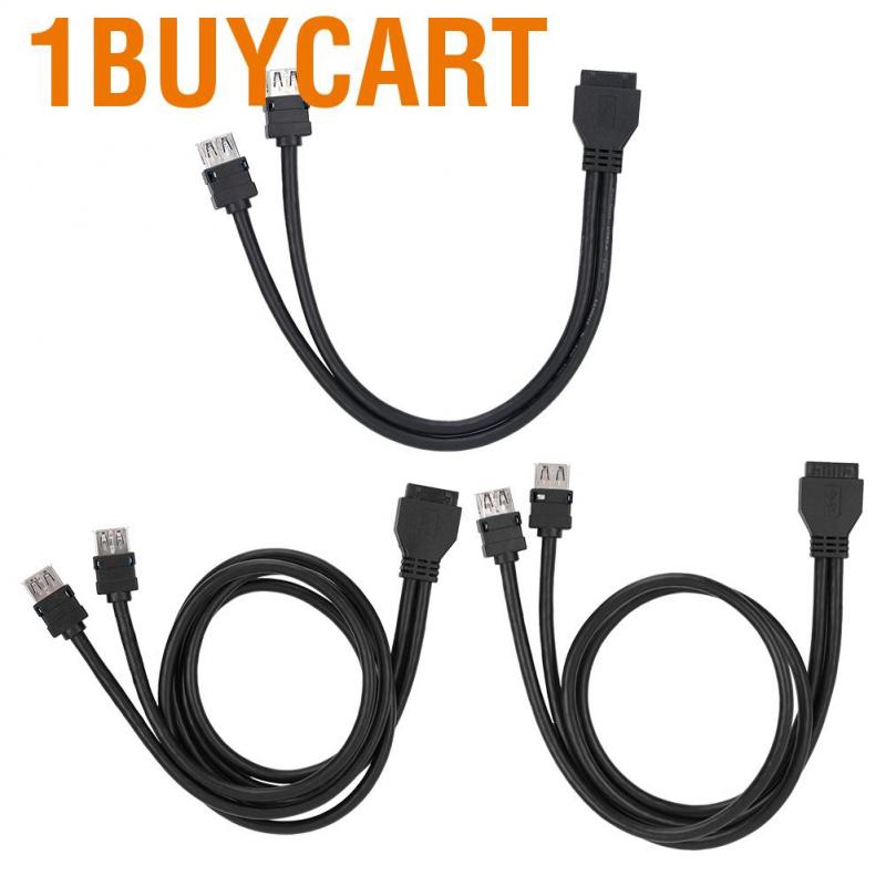 1buycart-0-3-0-6-0-8m-usb3-0-19-20pin-desktop-front-motherboard-panel-mount-cable-data-cables-with-fixed-feet-black