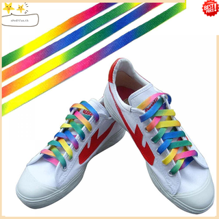 Shoelaces / เชือกผูกรองเท้าแฟชั่นรองเท้ากีฬาสีรุ้ง 1 คู่  Rainbow Flat Canvas Athletic Shoelaces