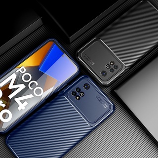 เคส Xiaomi POCO M4 Pro 4G เคสโทรศัพท์กันกระแทก Armor Carbon Fiber TPU Soft Silicone Phone Case Xiaomi POCO M4Pro 4G Cover