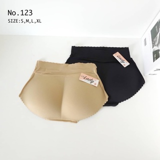 Lady 123 กางเกงในเสริมก้นไร้ขอบ สีดำ เนื้อ ไซส์ S M L XL