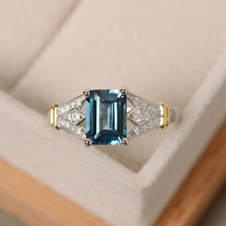 ใหม่โมเสค Topaz Topaz Sky CZ แหวน 14k แหวนแยกสีทอง de2-670