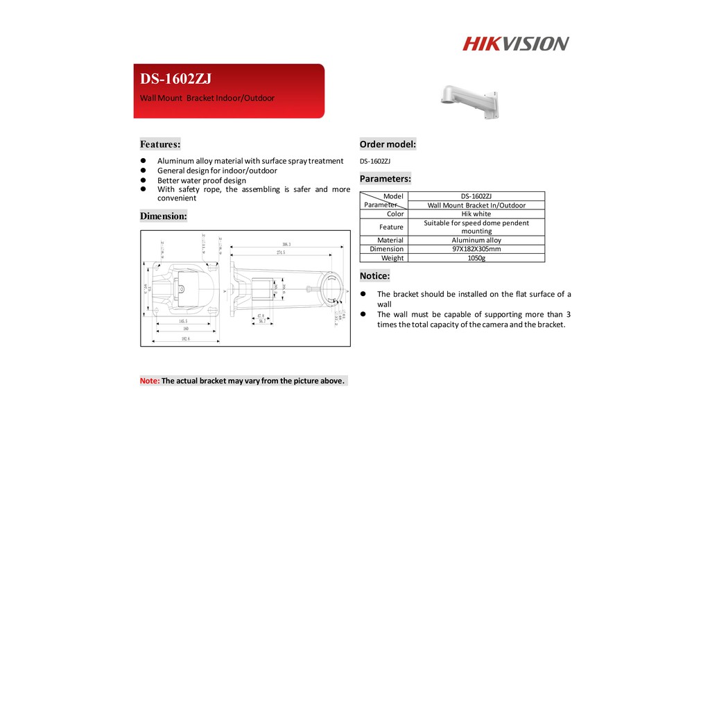 hikvision-ขากล้องวงจรปิด-รุ่น-ds-1602zj