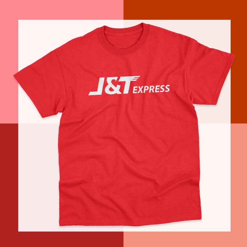 ภาพหน้าปกสินค้าเสื้อพนักงาน J&Tแฟชั่น เสื้อลำลอง เสื้อยืดคอกลมสีแดง