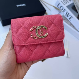 Chanel wallet โลโก้ใหญ่ ตัวใหม่ สีชมพูเข้ม Grade vip  อปก.Fullboxset