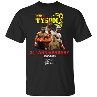 เสื้อยืดผ้าฝ้ายพิมพ์ลายขายดี เสื้อยืด พิมพ์ลาย Mike Tyson 34Th Anniversary 1985-2022 สีดํา สําหรับผู้ชาย