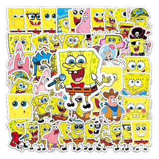 💥พร้อมส่ง💥New SpongeBob SquarePants 60แผ่น  พีวีซี กันน้ำ สติ๊กเกอร์ sticker USA CARTOON