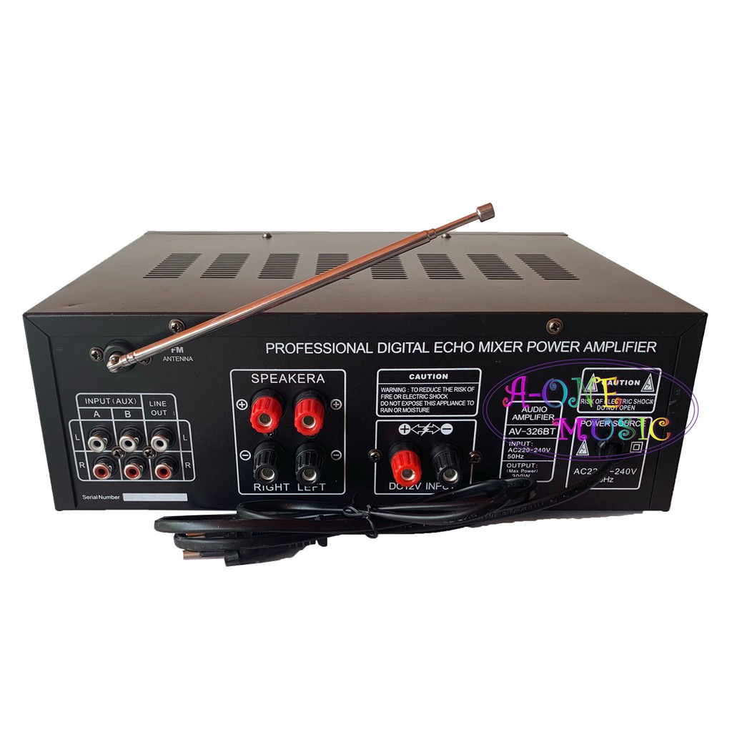เครื่องขยายเสียง-ac-dc-mini-2x120w-stereo-power-amplifier-bluetooth-usb-fm-media-solutions-รุ่น-av-326btฟรี-สายสัญญาณ