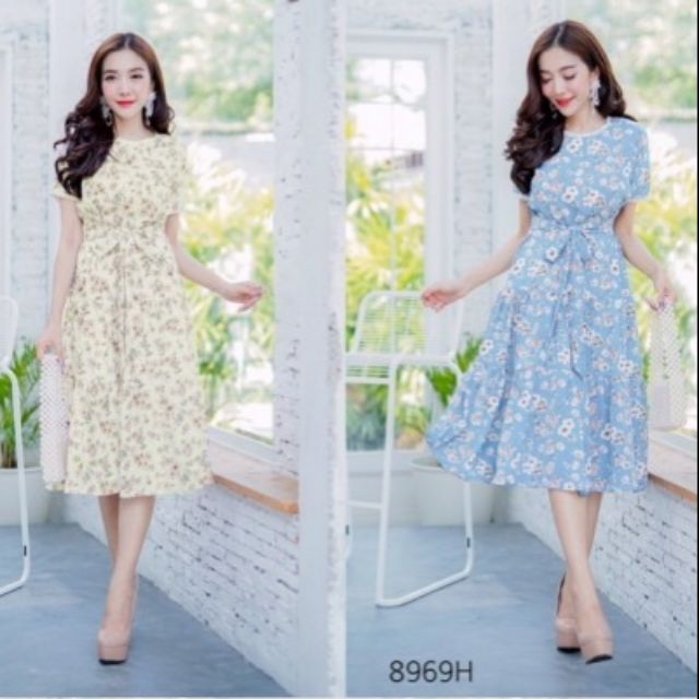lt-tw8969-gt-maxi-dress-เดรสยาวแขนสั้น-คอกับปลายแขนแต่งลายลูกไม้