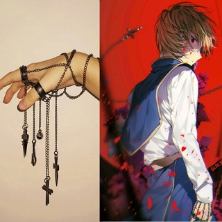 Hunter x Hunter Kurapika สร้อยข้อมือโซ่ 5 ห่วง จี้ไม้กางเขน สไตล์พังก์ ฮิปฮอป วินเทจ เครื่องประดับ สําหรับผู้หญิง ผู้ชาย