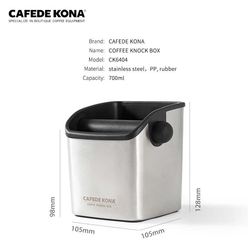 ภาพสินค้าCAFEDE KONA กล่องเคาะกากกาแฟ 700 ml COFFEE SLAG KNOCK BOX STAINLESS STEEL COFFEE GROUNDS CONTAINER BIN จากร้าน cafedekona บน Shopee ภาพที่ 3