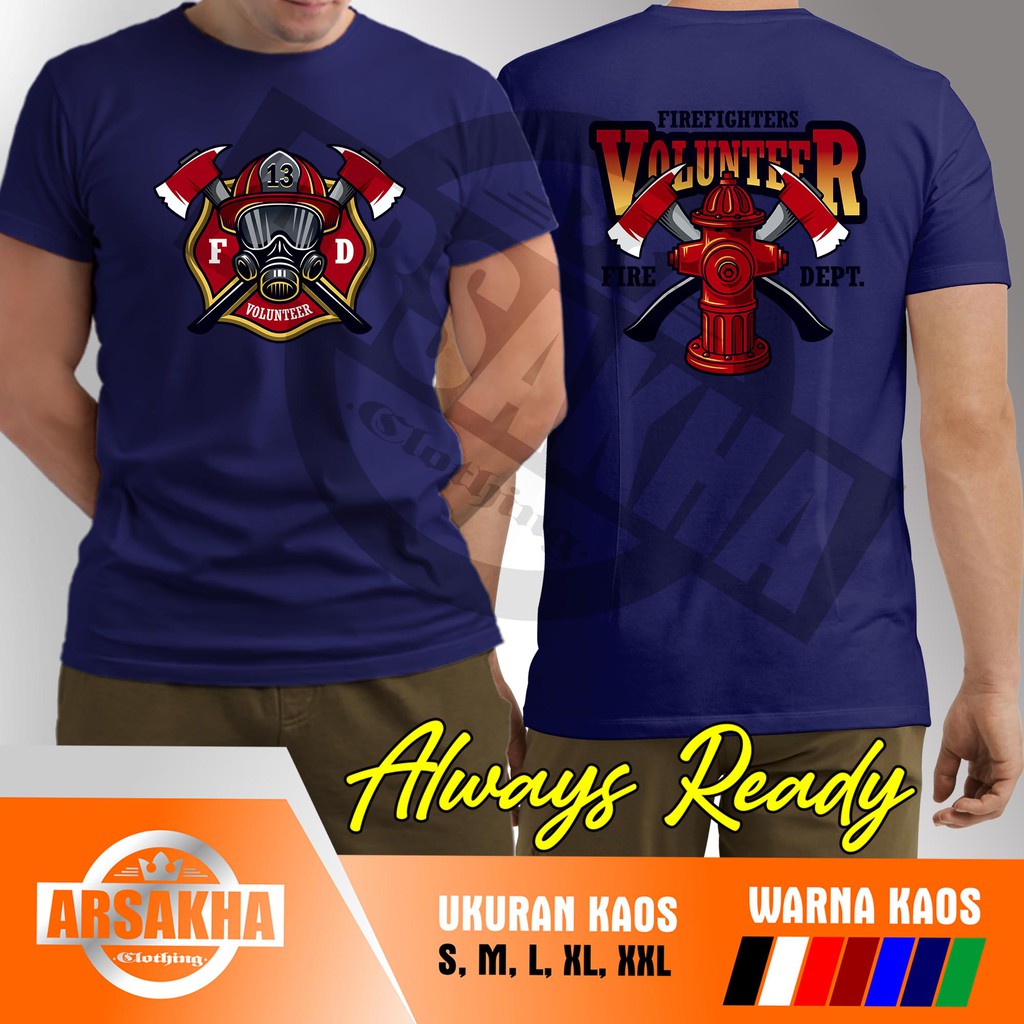 เสื้อยืด-พิมพ์ลาย-fire-fighter-volunteer-v2-arsakha-สําหรับผู้ชาย