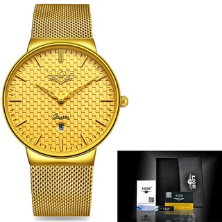 LIGE Fashion Mens Watches Top Brand Luxury Ultra Thin Quartz Watch Men Steel Mesh Strap Waterproof