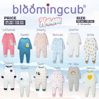 Bloomingcub Two way zip Kawaii ชุดหมีคลุมเท้า ชุดนอนเด็กซิปสองทาง ชุดนอนเด็ก ชุดหมีเด็กแรกเกิด บอดี้สูทเด็ก sleepsuit